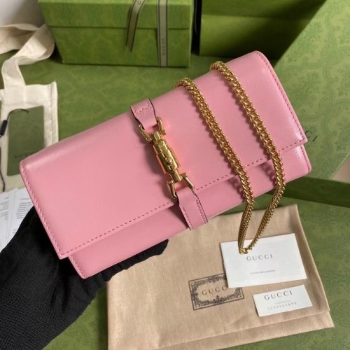 Gucci Jackie 1961 billetera con cadena de avestruz 652681 rosa