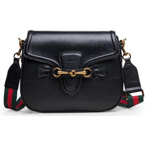 Gucci Lady Web Bolsos de hombro de piel de becerro 383848 Negro