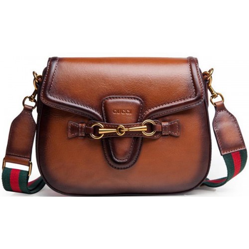Gucci Lady Web Bolsos de hombro de piel de becerro 383848 Marrón