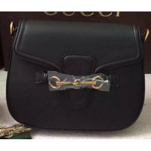 Gucci Lady Web Bolso de hombro de cuero teñido a mano 380573 Negro