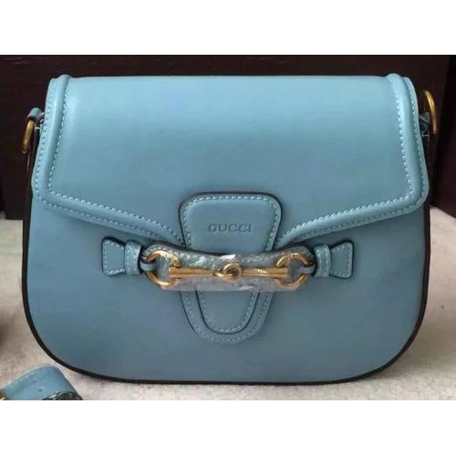 Gucci Lady Web bolso de hombro de cuero teñido a mano 380573 SkyBlue