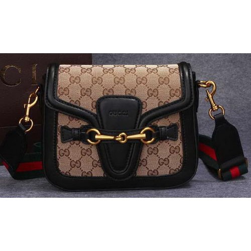 Gucci Lady Web Original GG Canvas Shoulder Bag 383848 Negro