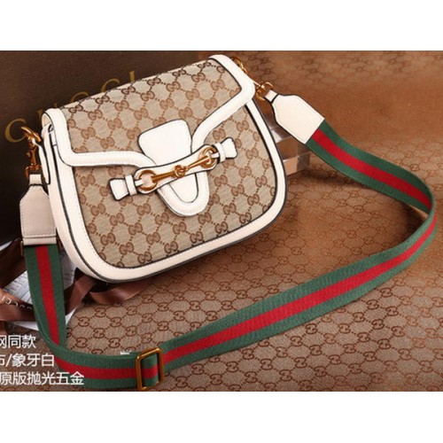 Gucci Lady Web Original GG Canvas Shoulder Bag 383848 Blanco