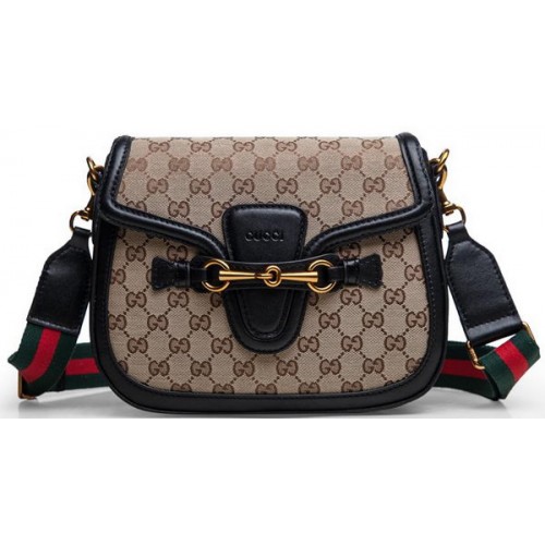 Gucci Lady Web Original GG Lona Bolsos de Hombro 383848 Negro