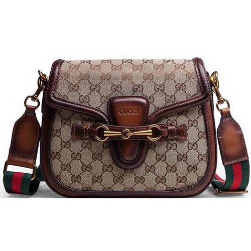 Gucci Lady Web Original GG Lona Bolsos de Hombro 383848 Marrón