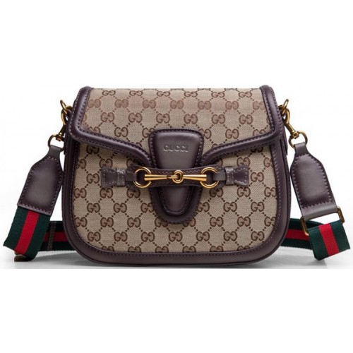 Gucci Lady Web Original GG Lona Bolsas de Hombro 383848 Marrón Oscuro