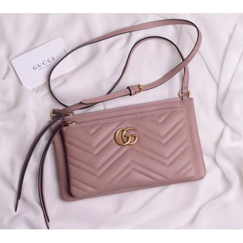 Gucci Bolso de hombro pequeño de cuero laminado 453878 rosa