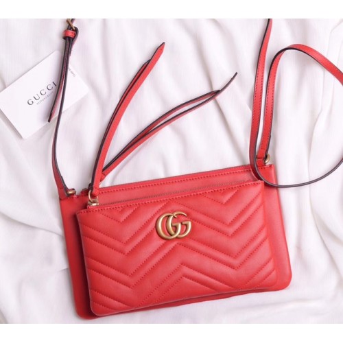 Gucci Bolso de hombro pequeño de cuero laminado 453878 rojo
