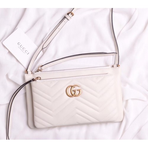 Gucci Bolso de hombro pequeño de cuero laminado 453878 blanco