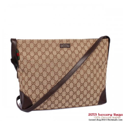 Gucci Bolsa de mensajero de lona GG original grande 308930 Marrón