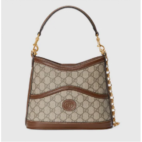 Gucci Bolso de hombro grande con G entrelazada 696011 marrón