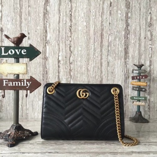 Gucci Marmont Ophidia Bolso De Hombro De Piel De Becerro 505033 Negro