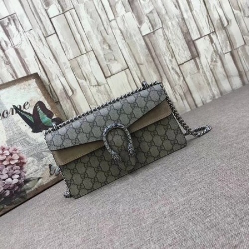Bolso de hombro de lona Gucci Medium Dionysus GG 499623 albaricoque