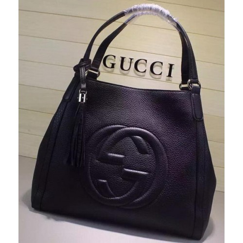 Gucci Mediano Soho Bolso De Hombro Piel De Becerro 282309 Negro