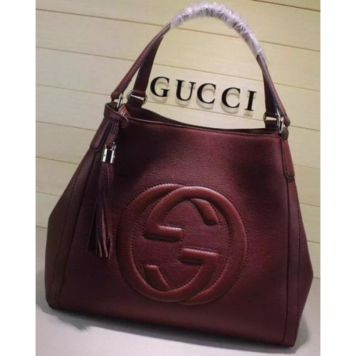Gucci Bolso de hombro mediano Soho Piel de becerro 282309 Borgoña