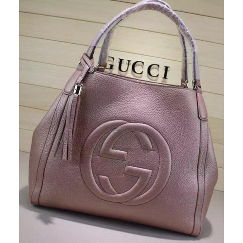 Gucci Bolso De Hombro Mediano Soho Piel De Becerro 282309 Rosa Claro