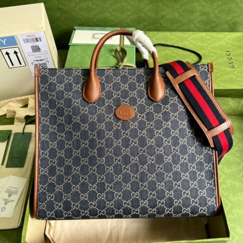 Gucci Tote mediano con denim entrelazado G 674148 Azul