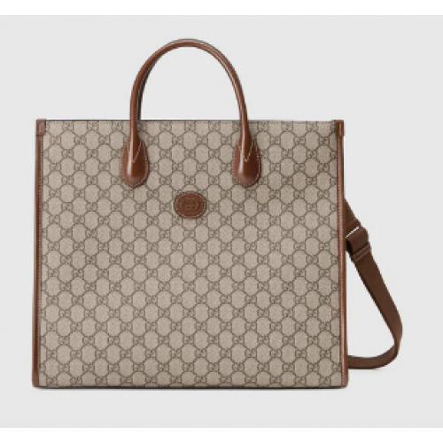 Gucci Tote mediano con G entrelazada 674148 marrón