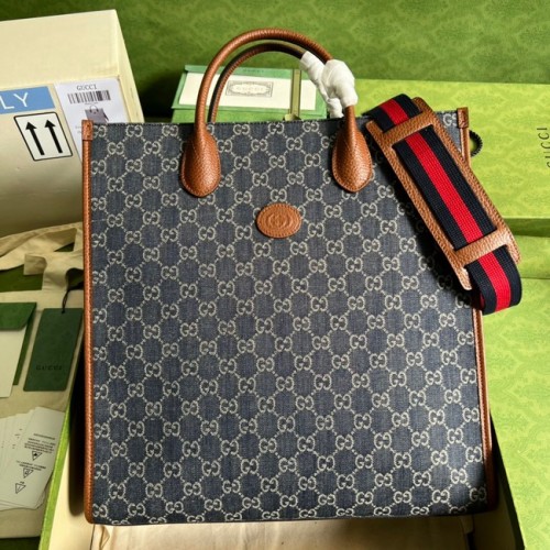 Gucci Tote mediano con denim entrelazado G 674155 Azul
