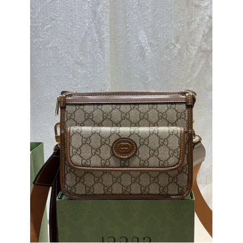 Gucci Messenger bag con G entrelazada 674164 marrón