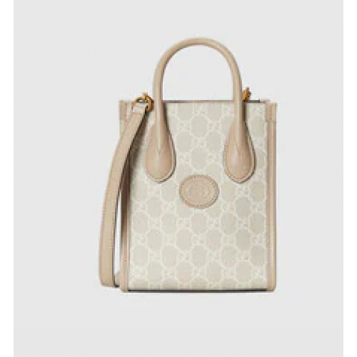 Gucci Mini bolso tote con G entrelazada 671623 Beige