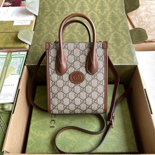 Gucci Mini bolso tote con G entrelazada 671623 Marrón