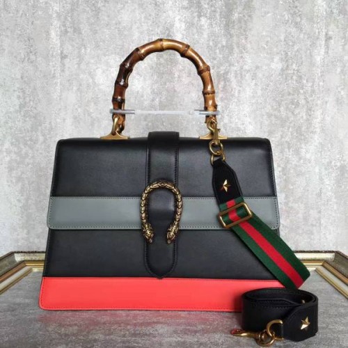 Gucci Now Bamboo Shopper Bag 421999A negro, gris y rojo