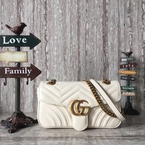 Gucci Now GG Marmont Matelasse Bolso de hombro 443496 OffWhite