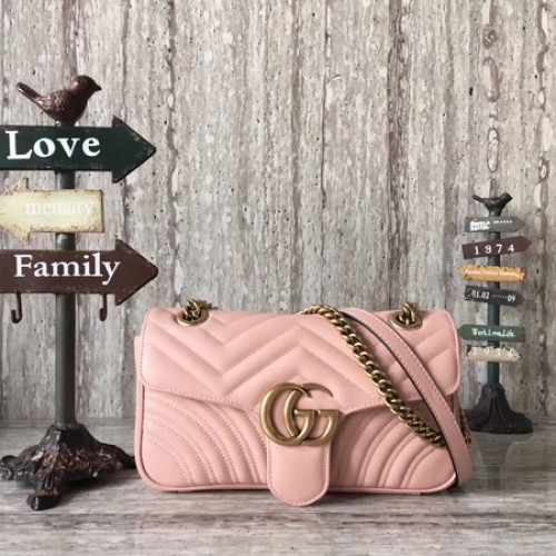 Gucci Now GG Marmont Matelasse Bolso de hombro 443496 Rosa