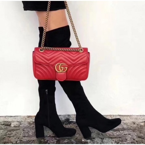 Gucci Now GG Marmont Matelasse Bolsa de hombro 443496 Rojo