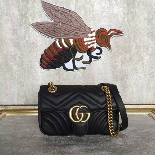 Gucci Now GG Marmont Mini Bolso de Hombro 446744 Negro Gucci Now GG Marmont Mini Bolso de Hombro 446744 Negro