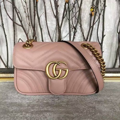 Gucci Now GG Marmont Mini Bolso de Hombro 446744 Rosa Claro