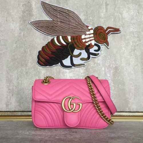 Gucci Now GG Marmont Mini Bolso de Hombro 446744 Rosa