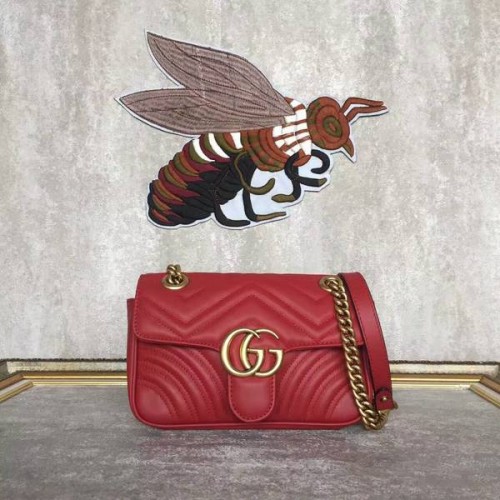 Gucci Now GG Marmont Mini Bolso de Hombro 446744 Rojo