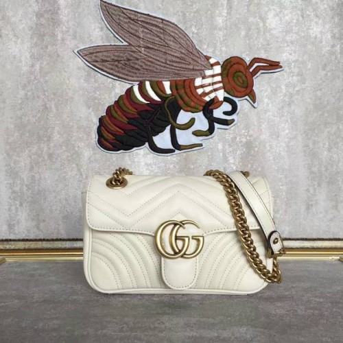 Gucci Now GG Marmont Mini Bolso de Hombro 446744 Blanco