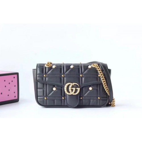 Gucci Now Marmont Mmatelasse Bolso de hombro 443497 Negro