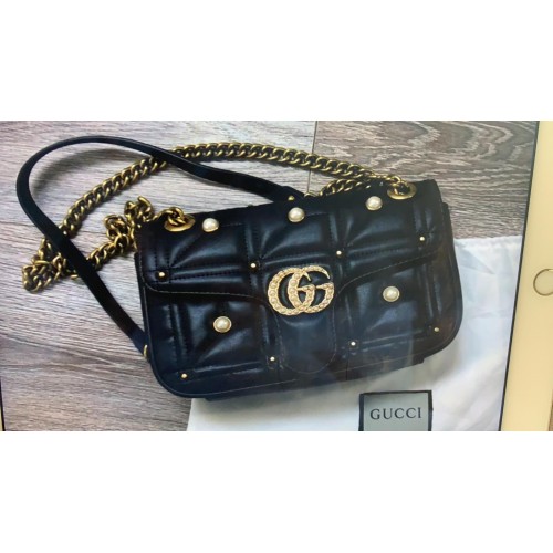 Gucci Now Marmont Mmatelasse Bolso de hombro 443497 Negro