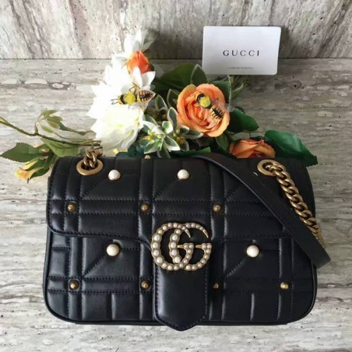 Gucci Now Marmont Mmatelasse Bolso de hombro 443497 Negro