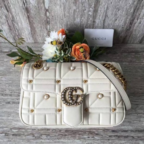 Gucci Now Marmont Mmatelasse Bolso de hombro 443497 Blanco