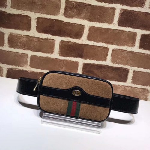 Gucci Riñonera de cuero nobuk 519308 marrón y negro