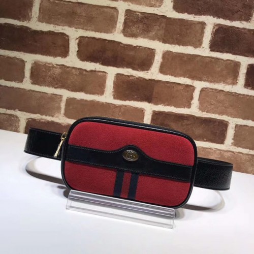 Gucci Riñonera de cuero nobuk 519308 rojo y negro