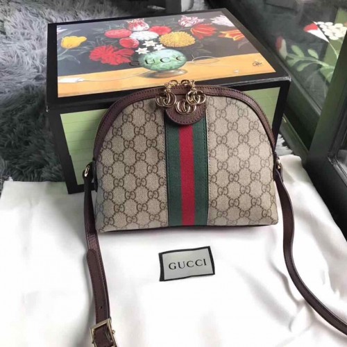 Gucci Ophidia lona bolsa de hombro 499621 marrón