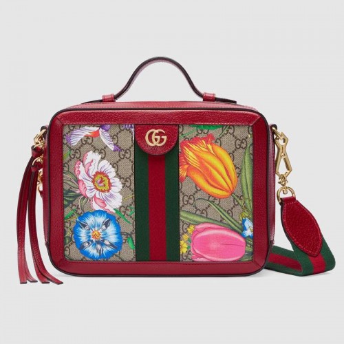 Gucci Ophidia GG Flora bolso de hombro pequeño 550622 rojo