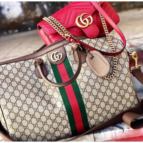Gucci Ophidia GG bolso de mano grande 547959 marrón