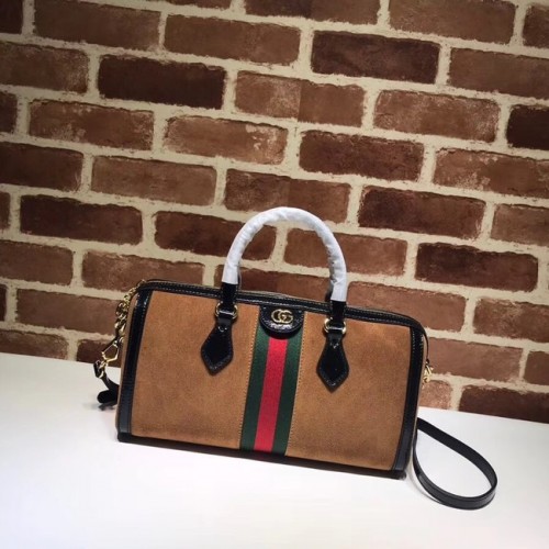 Bolso mediano Gucci Ophidia con asa superior 524532 Ante marrón