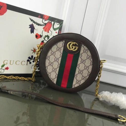 Gucci Ophidia mini GG bolso de hombro redondo 171285 marrón