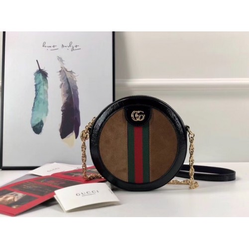Gucci Ophidia mini bandolera redonda 550618 Ante marrón