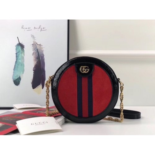 Gucci Ophidia mini bandolera redonda 550618 ante rojo