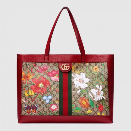 Gucci Ophidia serie GG flor bolso de compras mediano 547947 rojo