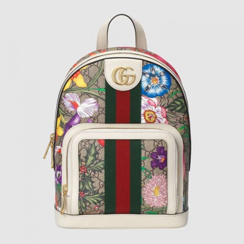 Gucci Ophidia serie GG flor mochila pequeña 547965 blanco